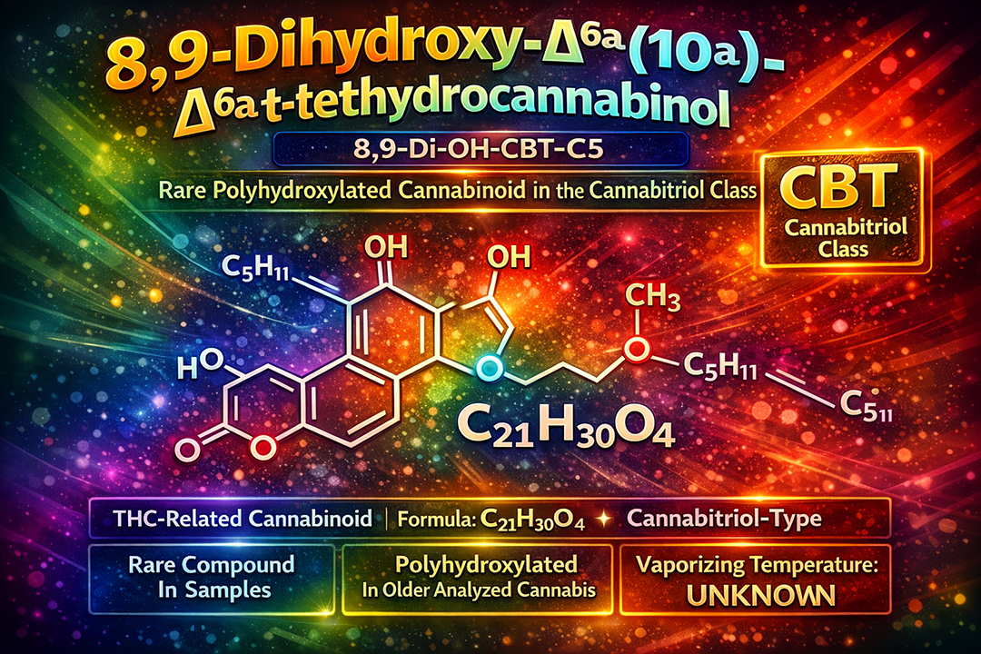 8,9-Dihydroxy-Δ6a(10a)-tetrahydrocannabinol molecule diagram (8,9-Di-OH-CBT-C5)